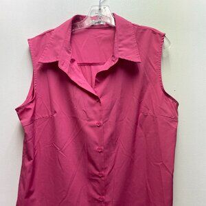 Zeagoo pink sleeveless button down top in XL